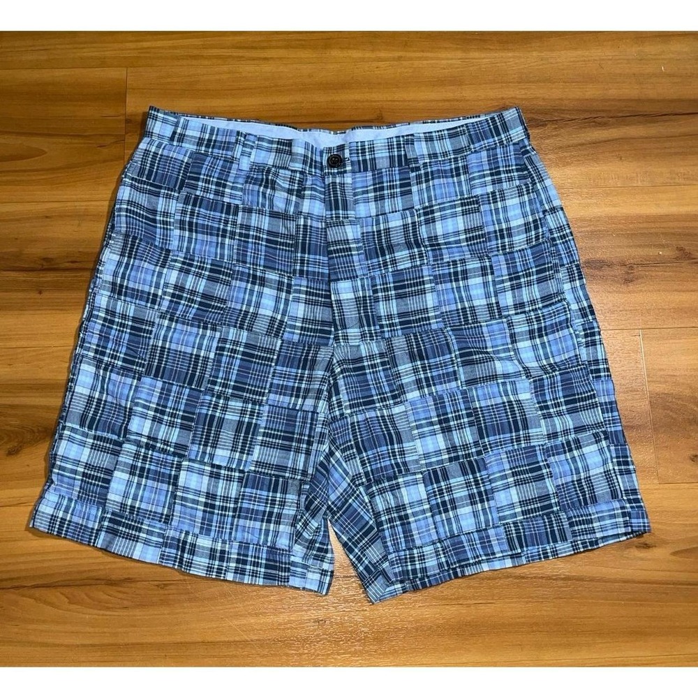 Mens NWOT Brooks Brothers 346 Plaid Patchwork Blue Casual Chino Shorts